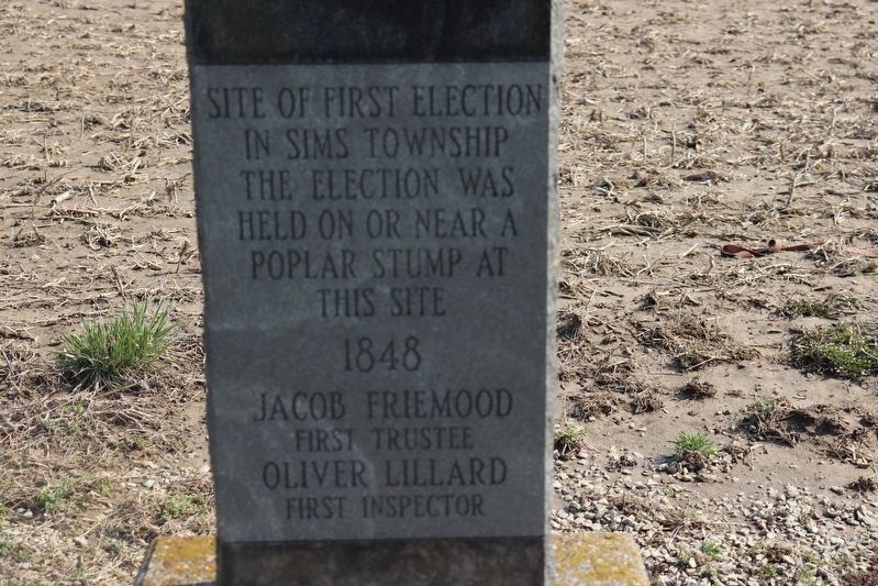 Site of first election in Sims Township Marker image. Click for full size.