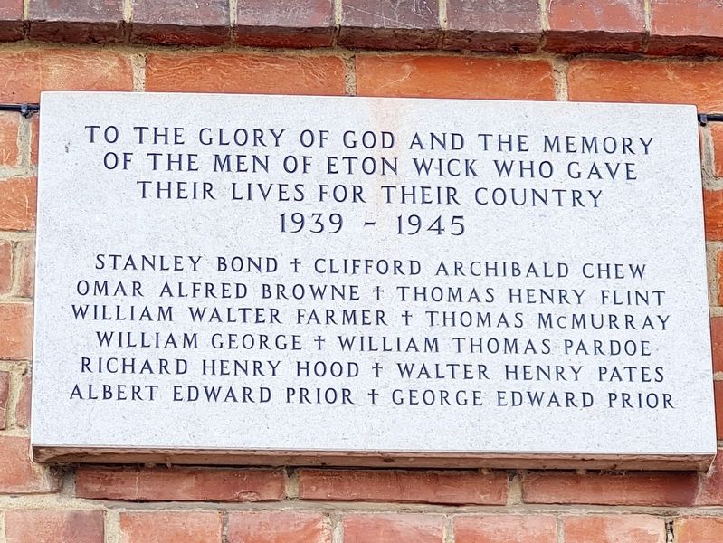 Eton Wick War Memorial Marker. Click for full size. Eton Wick War Memorial Marker image. Click for full size.