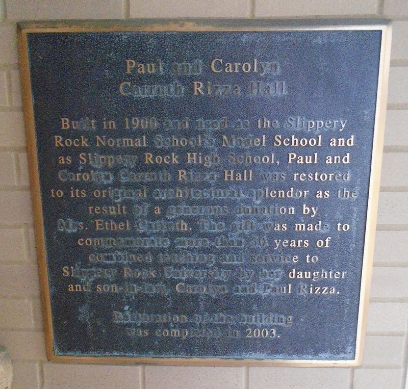 Paul and Carolyn Carruth Rizza Hall Marker image. Click for full size.