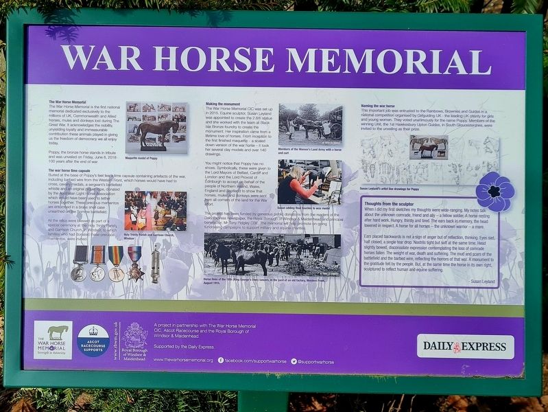 War Horse Memorial side of marker. Click for full size. War Horse Memorial side of marker image. Click for full size.