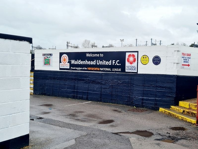 Marker at the entrance to York Road Football Ground. Click for full size. Marker at the entrance to York Road Football Ground image. Click for full size.
