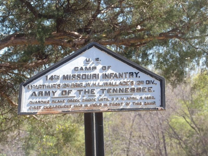 U.S. Camp of 14th Missouri Infantry, Marker image. Click for full size.