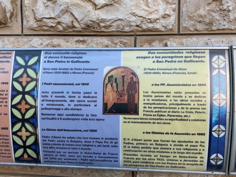 Two religious communities welcome you in Saint Peter in Gallicantu Marker. Click for full size. Two religious communities welcome you in Saint Peter in Gallicantu Marker image. Click for full size.