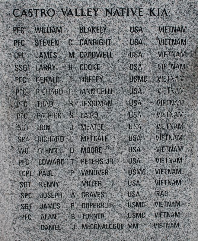 Castro Valley Veterans Memorial Marker image. Click for full size.