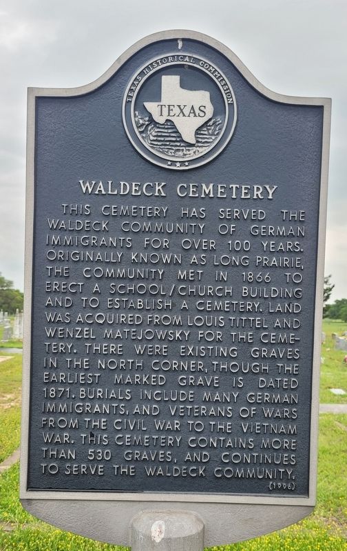 Waldeck Cemetery Marker image. Click for full size.