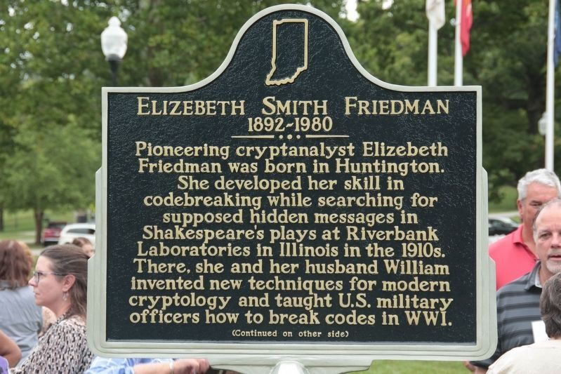 Elizabeth Smith Friedman marker image. Click for full size.