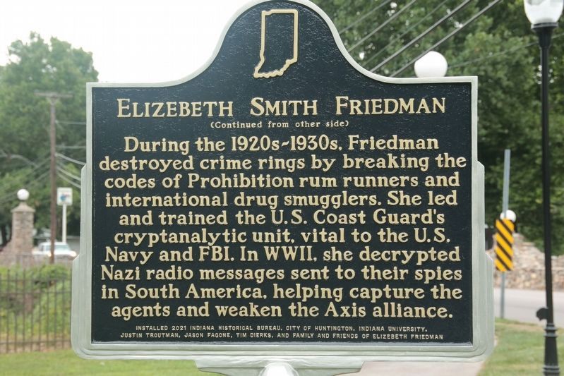 Elizabeth Smith Friedman marker image. Click for full size.