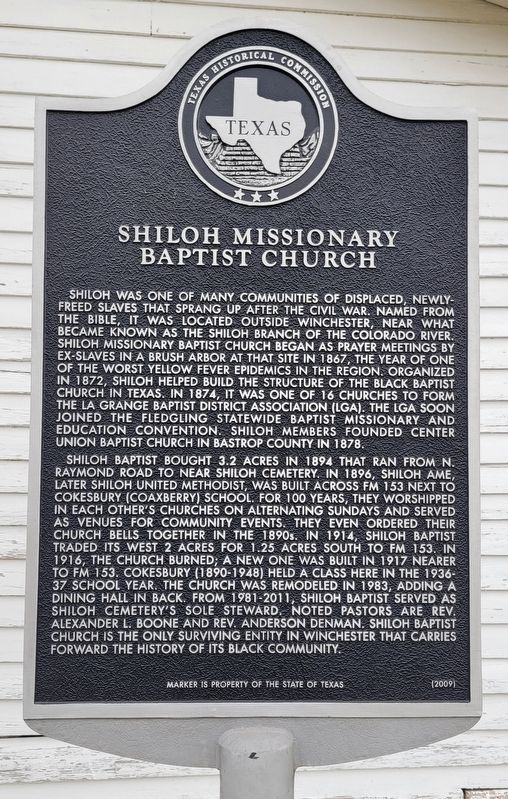 Shiloh Missionary Baptist Church Marker image. Click for full size.