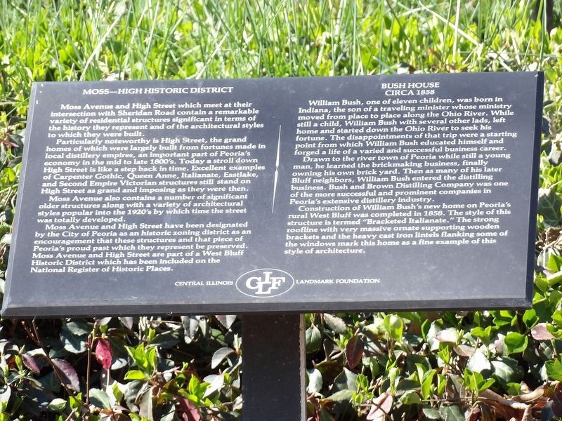 Moss-High Historic District / Bush House Marker. Click for full size. Moss-High Historic District / Bush House Marker image. Click for full size.