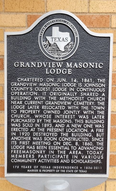Grandview Masonic Lodge Marker. Click for full size. Grandview Masonic Lodge Marker image. Click for full size.