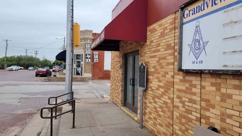 The view of the Grandview Masonic Lodge Marker from the street. Click for full size. The view of the Grandview Masonic Lodge Marker from the street image. Click for full size.