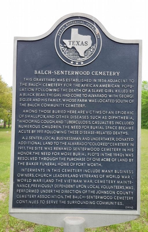 Balch-Senterwood Cemetery Marker. Click for full size. Balch-Senterwood Cemetery Marker image. Click for full size.
