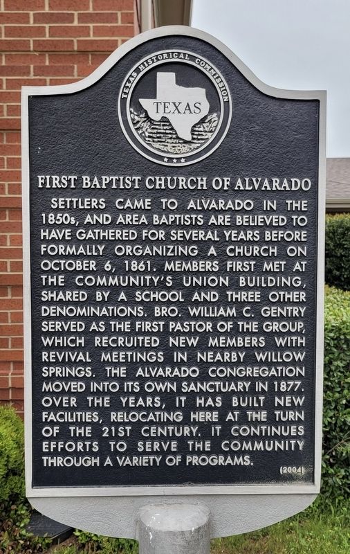 First Baptist Church of Alvarado Marker. Click for full size. First Baptist Church of Alvarado Marker image. Click for full size.