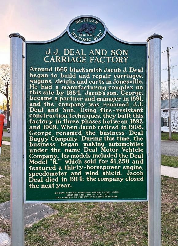 J.J. Deal and Son Carriage Factory side of marker image. Click for full size.