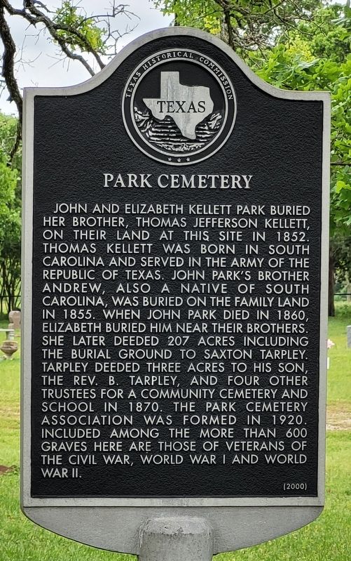 Park Cemetery Marker image. Click for full size.