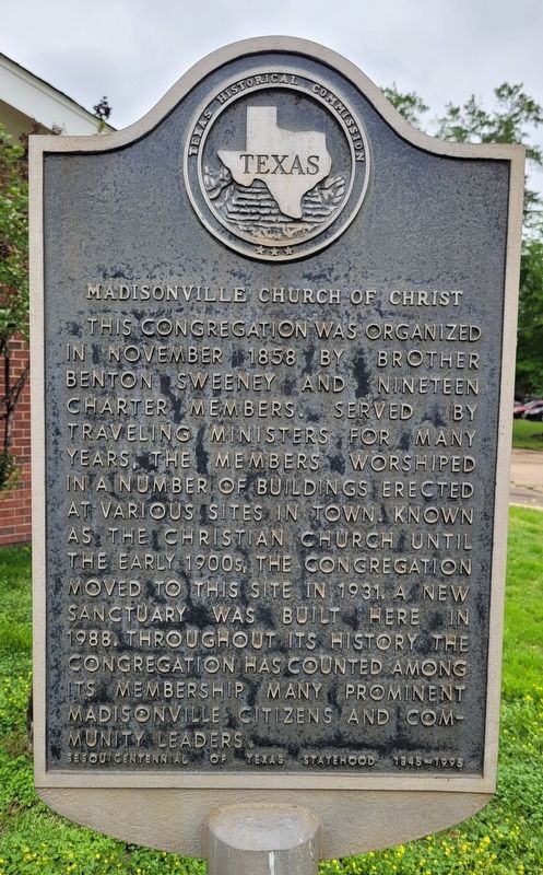 Madisonville Church of Christ Marker. Click for full size. Madisonville Church of Christ Marker image. Click for full size.