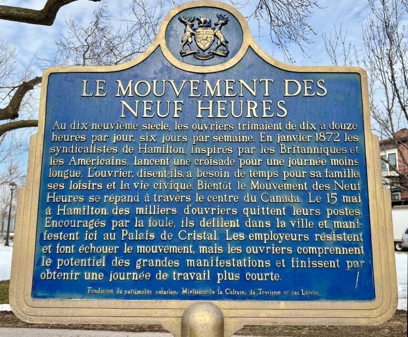 The Nine-hour Movement/Le Mouvement Des Neuf Heures Marker (franais) image. Click for full size.