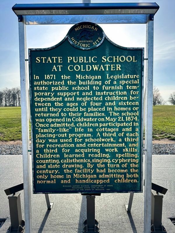 State Public School at Coldwater Marker image. Click for full size.