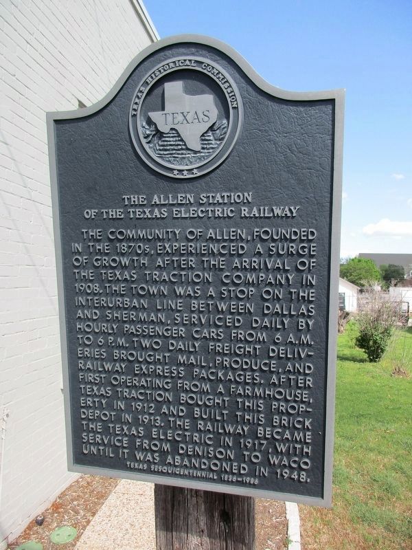 Allen Station of the Texas Electric Railway Marker image. Click for full size.