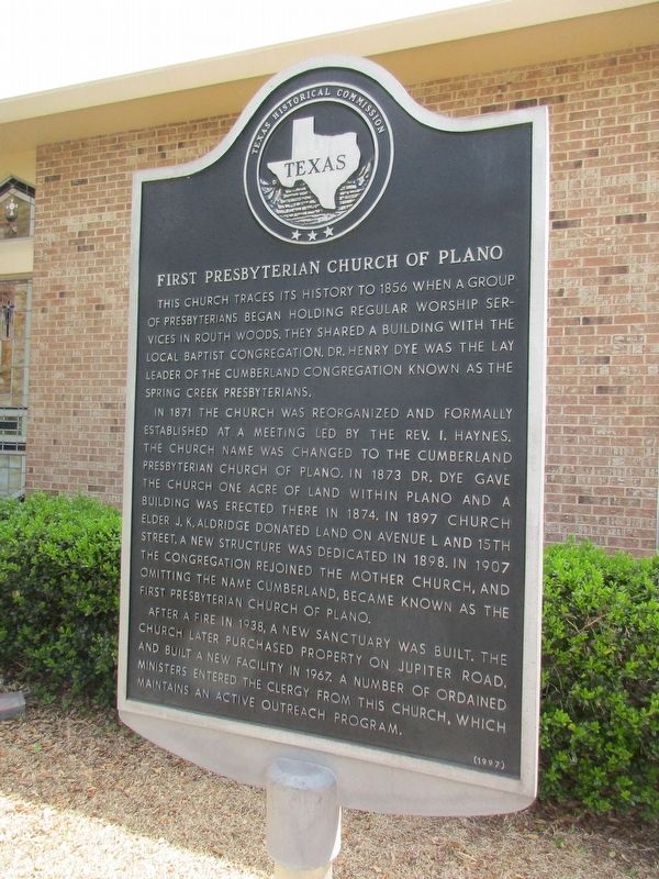 First Presbyterian Church of Plano Marker. Click for full size. First Presbyterian Church of Plano Marker image. Click for full size.