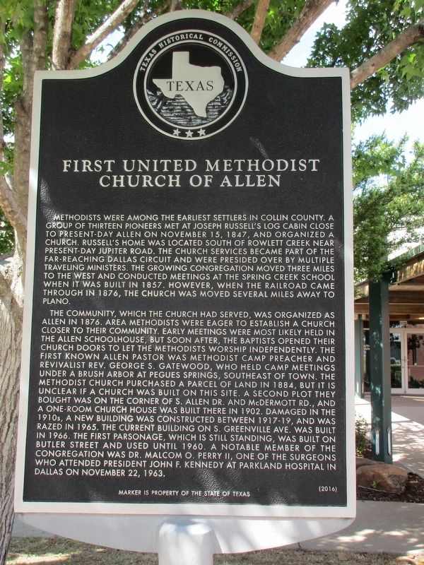 First Methodist Church of Allen Marker. Click for full size. First Methodist Church of Allen Marker image. Click for full size.