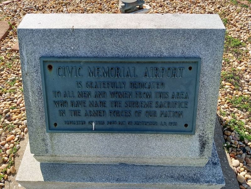 Civic Memorial Airport War Memorial Marker image. Click for full size.
