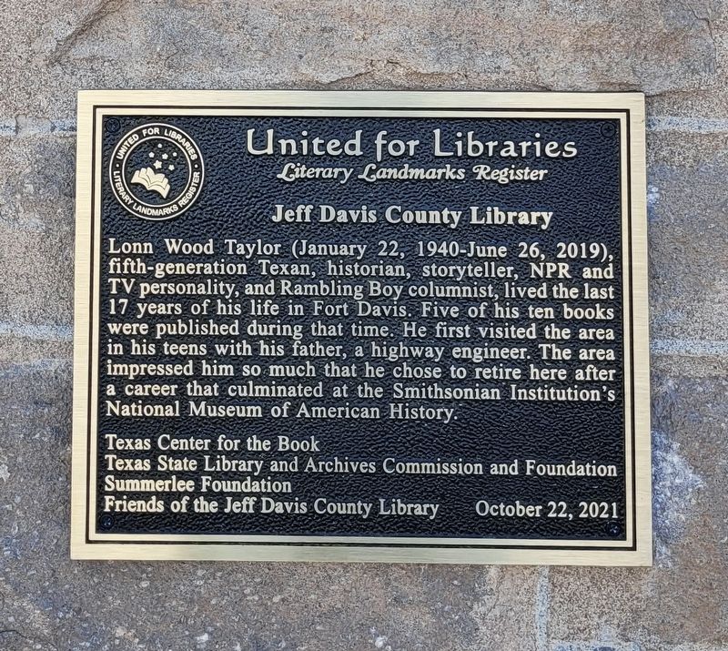 Jeff Davis County Library Marker image. Click for full size.