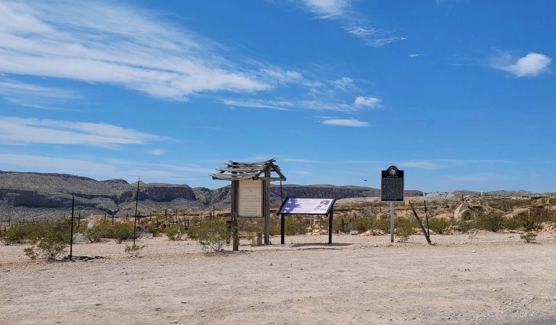 The Terlingua Cemetery Marker is the left marker (reverse side) in the group image. Click for full size.