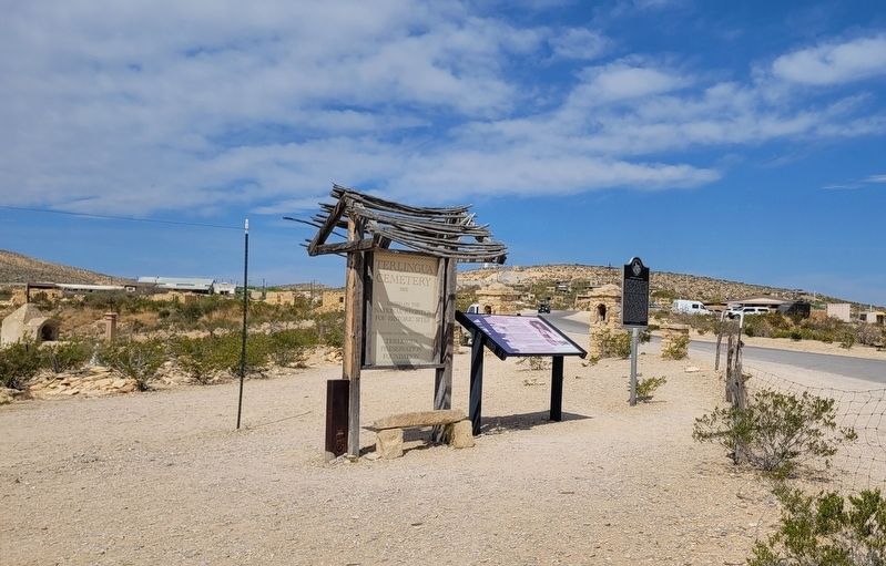 The Chisos Mine and Terlingua Marker is the middle marker of the three markers. Click for full size. The Chisos Mine and Terlingua Marker is the middle marker of the three markers image. Click for full size.