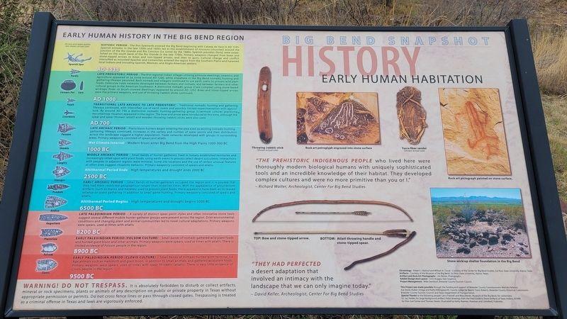 Early Human Habitation Marker. Click for full size. Early Human Habitation Marker image. Click for full size.