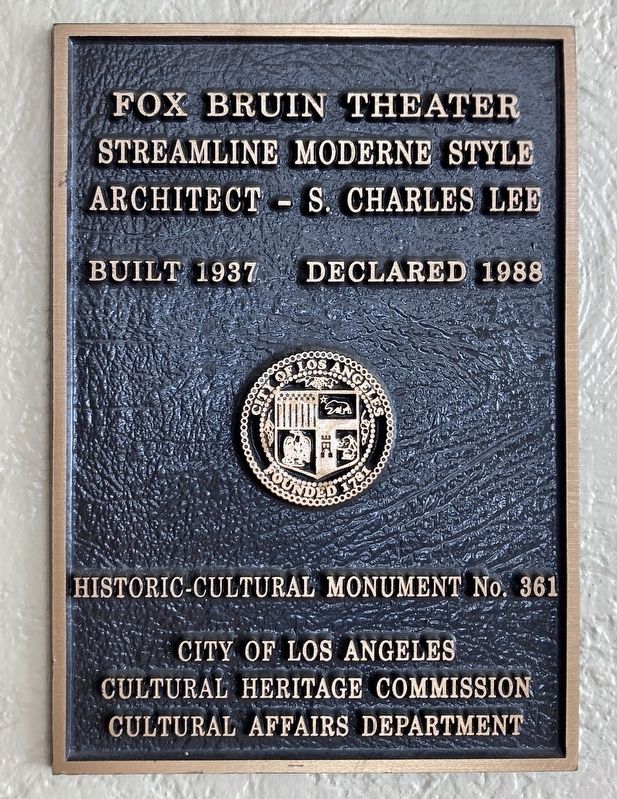 Fox Bruin Theater Marker. Click for full size. Fox Bruin Theater Marker image. Click for full size.