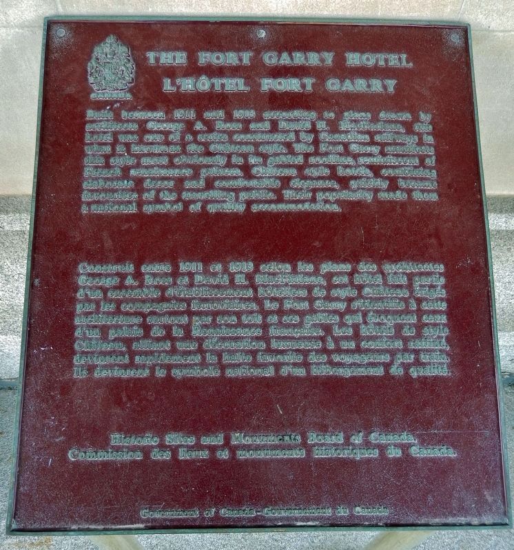 The Fort Garry Hotel / L'htel Fort Garry Marker image. Click for full size.
