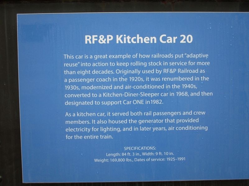 RF&P Kitchen Car 20 Marker image. Click for full size.