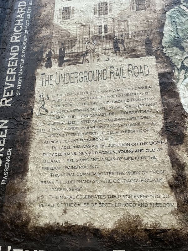 The Underground Rail Road section of the marker. Click for full size. The Underground Rail Road section of the marker image. Click for full size.