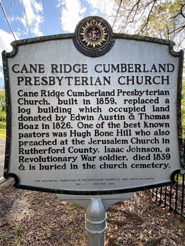 Cane Ridge Cumberland Presbyterian Church Marker image. Click for full size.
