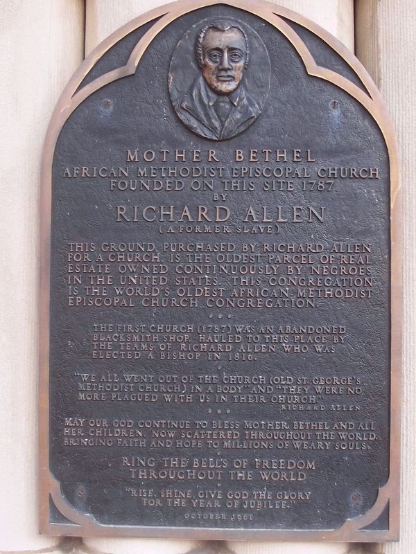 Mother Bethel African Methodist Episcopal Church Marker image. Click for full size.