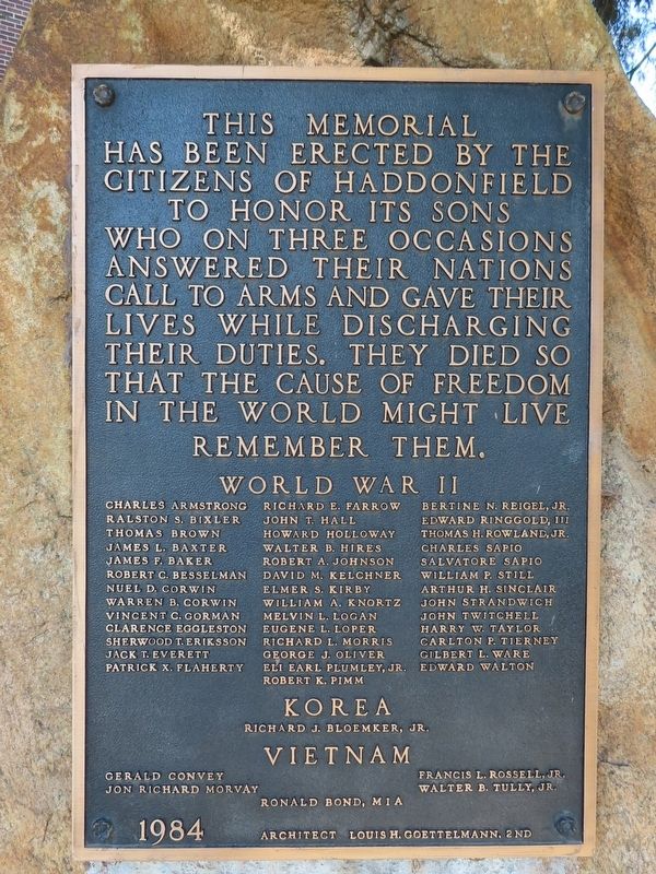 Haddonfield Veterans Memorial image. Click for full size.