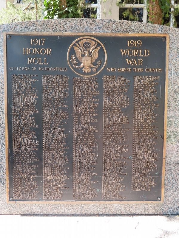 Haddonfield World War I Honor Roll Marker image. Click for full size.