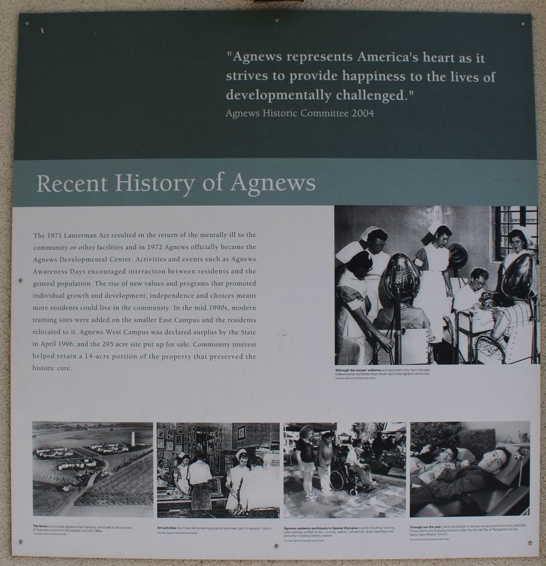 Recent History of Agnews Marker. Click for full size. Recent History of Agnews Marker image. Click for full size.
