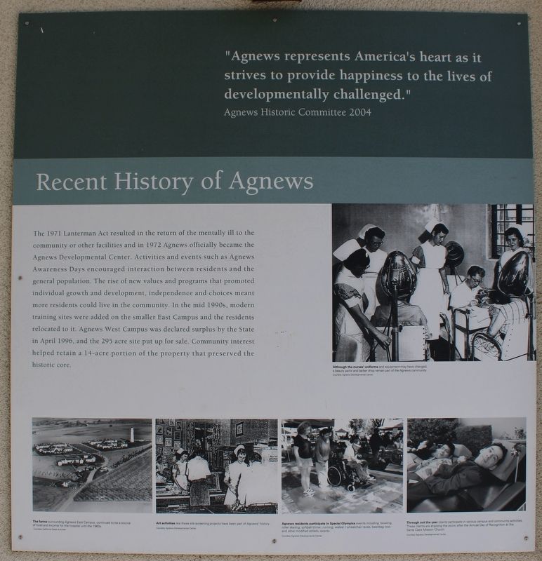 Recent History of Agnews Marker image. Click for full size.
