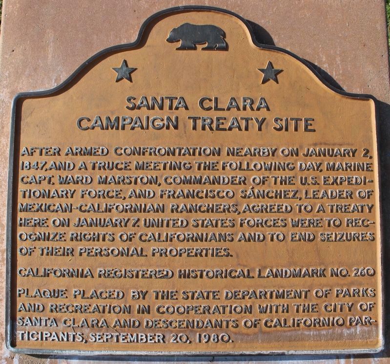 Santa Clara Campaign Treaty Site Marker image. Click for full size.
