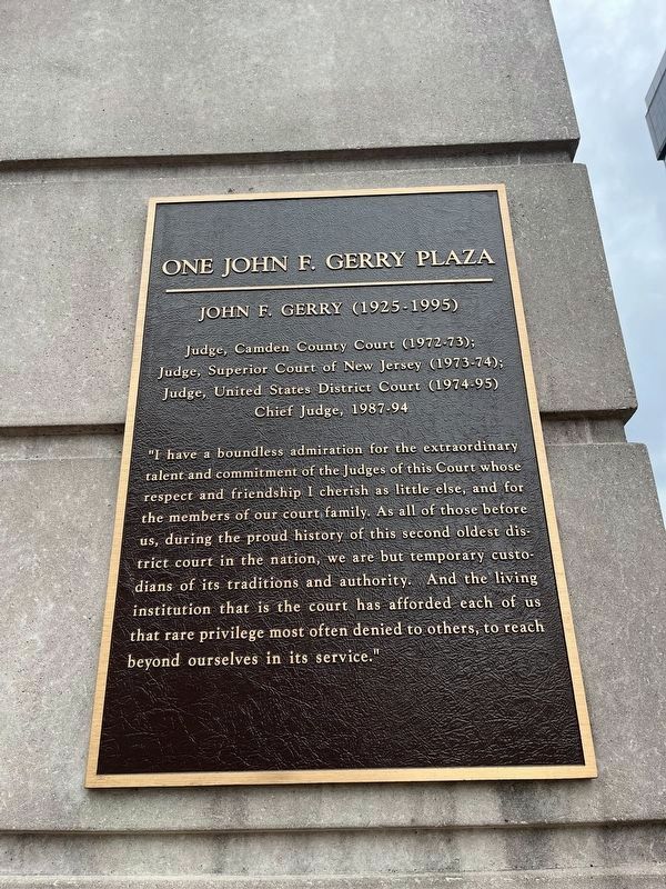 One John F. Gerry Plaza Marker image. Click for full size.