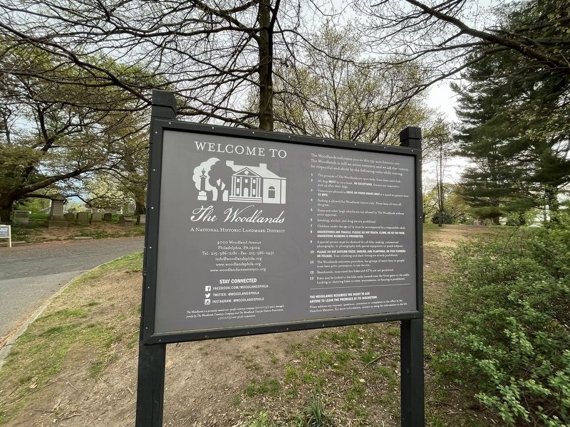 National Historic Landmark signage for The Woodlands. Click for full size. National Historic Landmark signage for The Woodlands image. Click for full size.