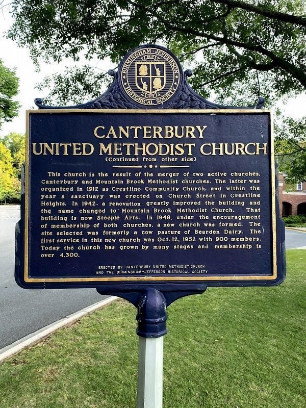 Canterbury United Methodist Church Marker Reverse image. Click for full size.