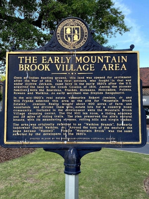 The Early Mountain Brook Village Area Marker image. Click for full size.