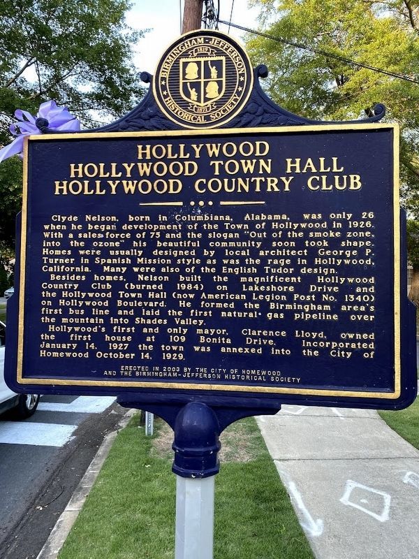Hollywood / Hollywood Town Hall / Hollywood Country Club Marker image. Click for full size.