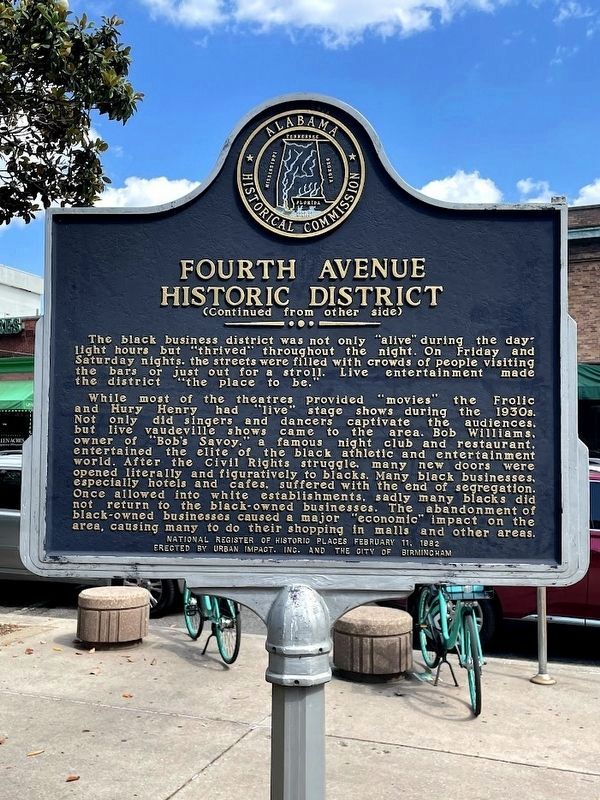Fourth Avenue Historic District Marker Reverse image. Click for full size.