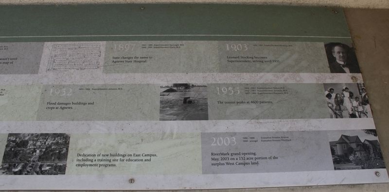 Agnews Tthrough Time: 1885-2003 Marker. Click for full size. Agnews Tthrough Time: 1885-2003 Marker image. Click for full size.