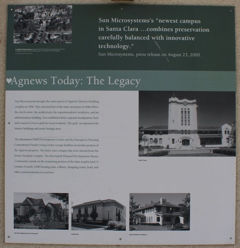 Agnews Today: The Legacy Marker image. Click for full size.