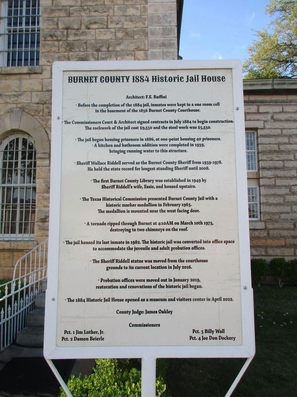 History Burnet County Jail sign image. Click for full size.